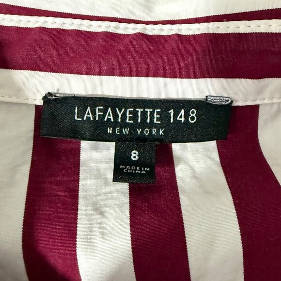 Lafayette 148 Women's 8 Top Sleeveless Button-Up Shirt Vertical Stripe Pocket - Picture 7 of 11